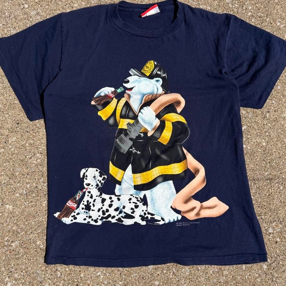 1996 Coca-Cola Polar Bear Graphic T-shirt Navy XL